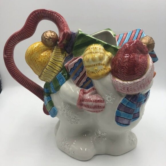Vintage Fitz & Floyd Discontinued Snowman Christmas Ceramic Pitcher - Picture 4 of 14